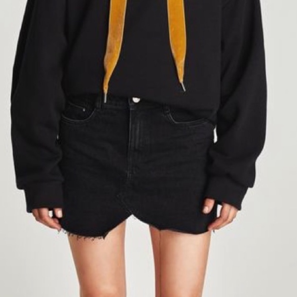 Zara black denim skirt